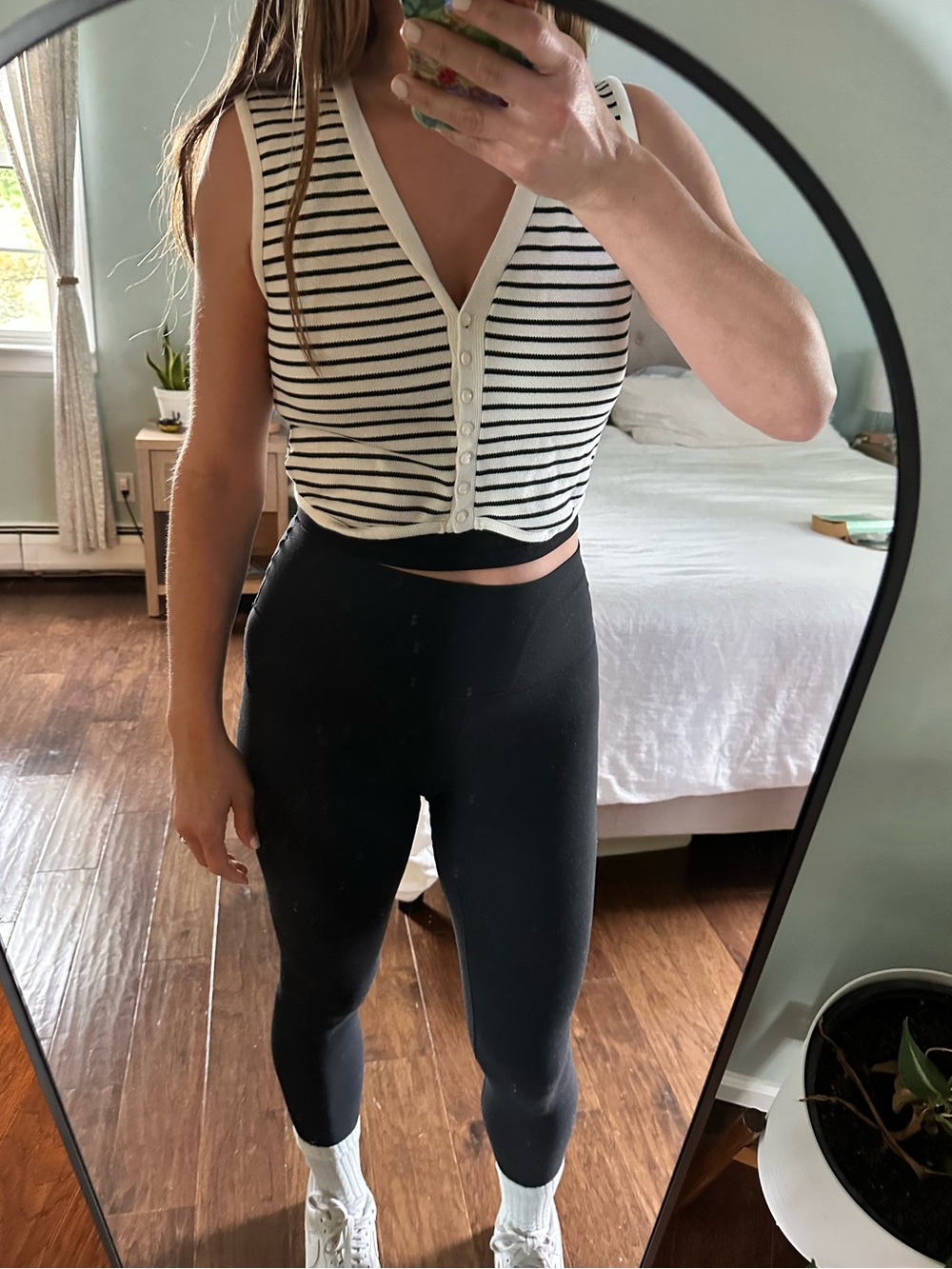 Kirious Los Angeles cotton cropped button down striped vest